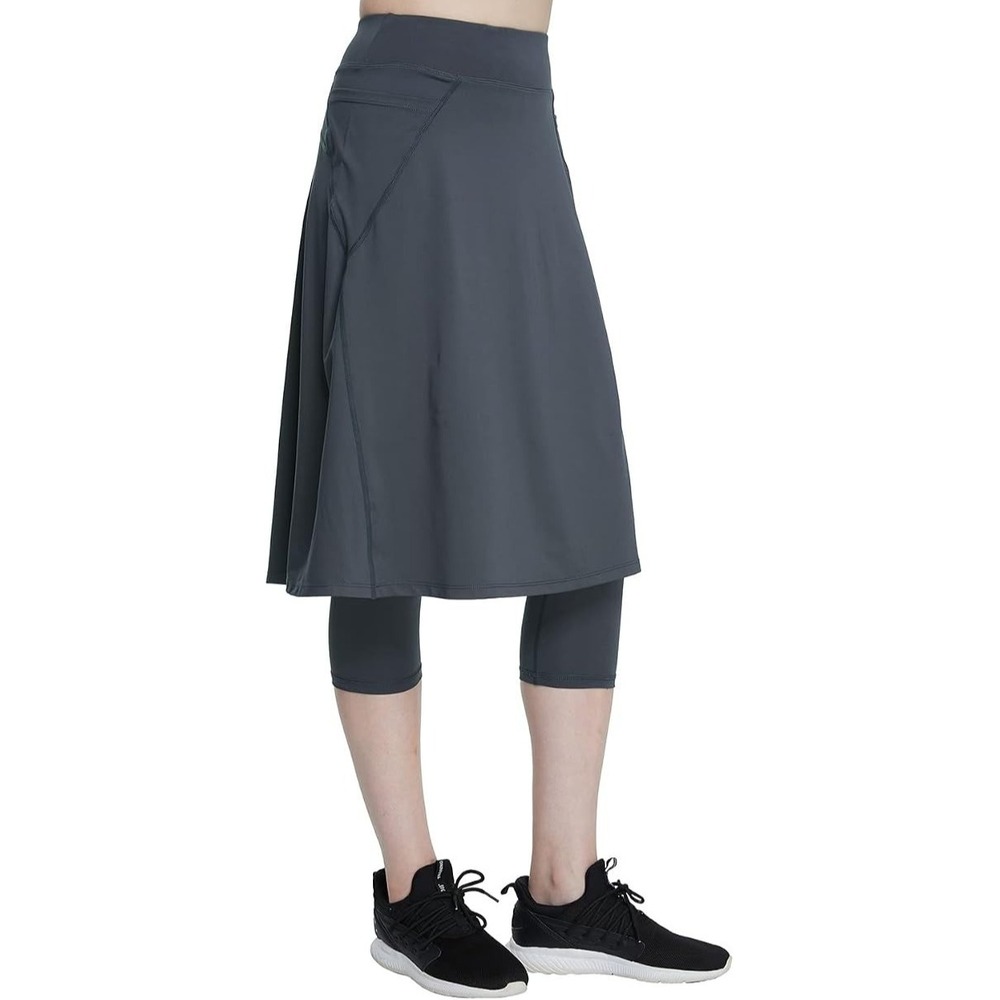 Alvon Gray Skirted Capri Leggings Pockets Golf Tennis Modest Athleisure Wear L